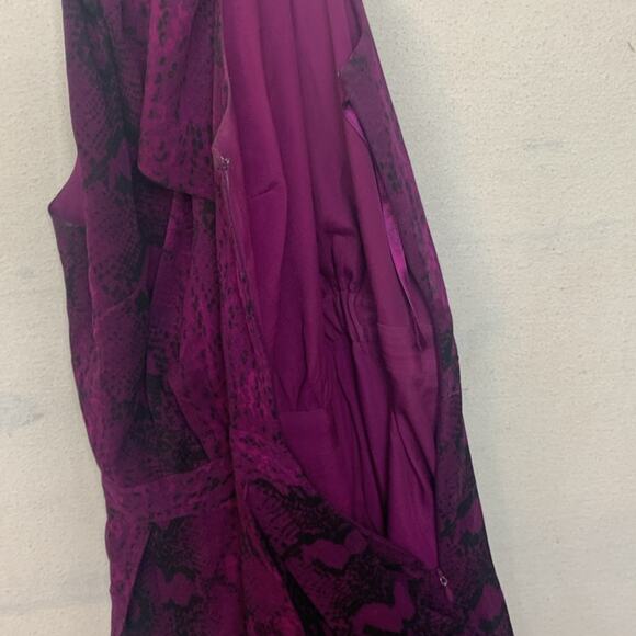 WHBM women's size 2 dress purple black snakeskin high neck bow white house XS - Picture 6 of 11